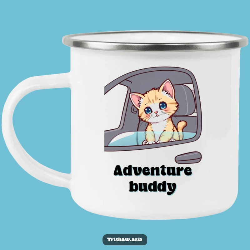 Funny Curious Kitten Passenger Camping Mug - Durable Kitten, Outdoor Adventure