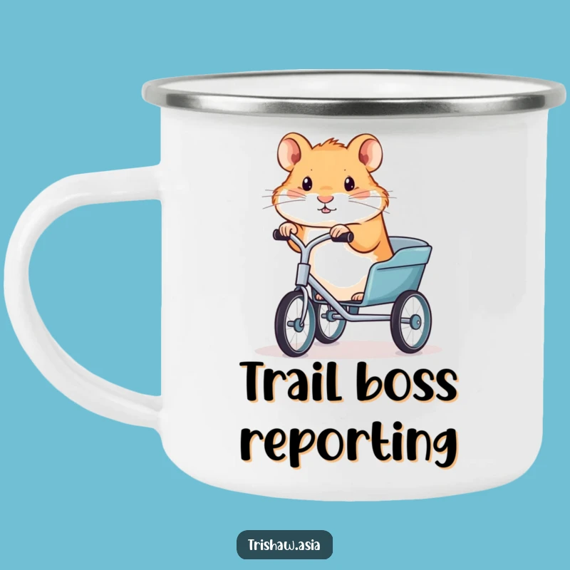 Funny Hamster Trishaw Camping Mug: Trail-Ready Humor for Your Outdoor Adventures