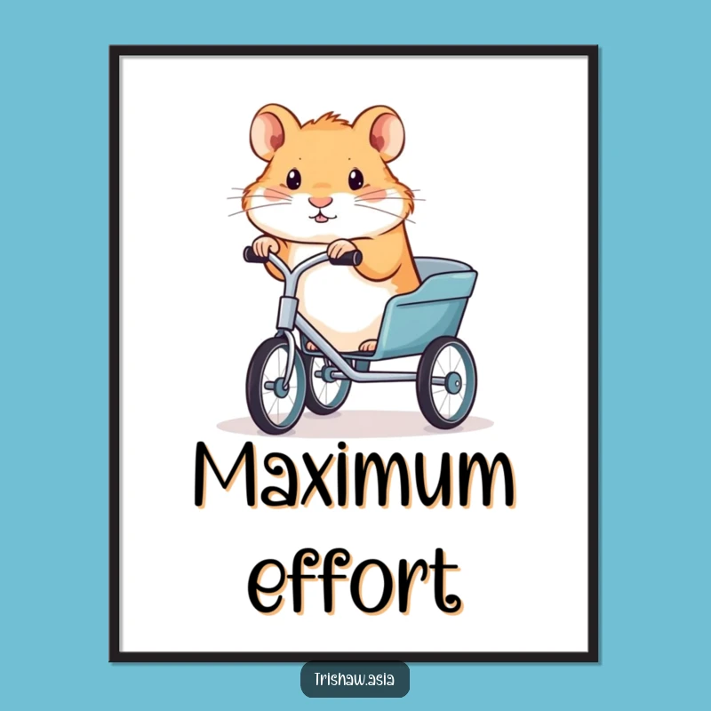 Funny Hamster Trishaw Digital Art Print: Instant Humor for Your Walls