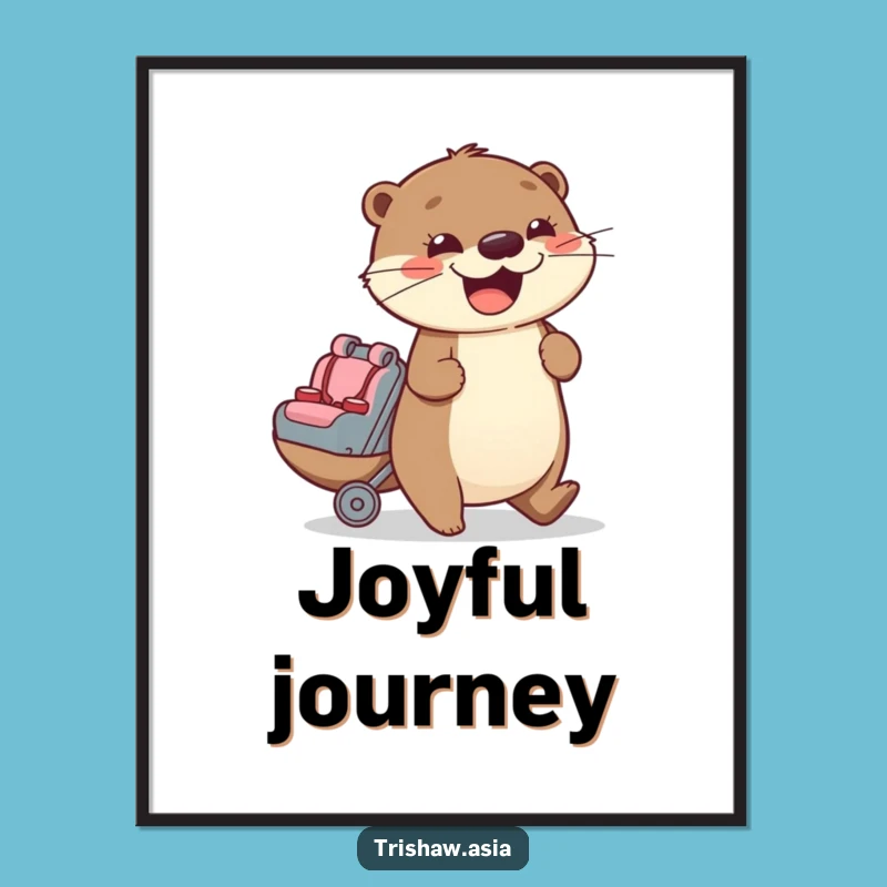 Funny Otter Passenger Seat Digital Print - Eager Helper, Whimsical Wall Art