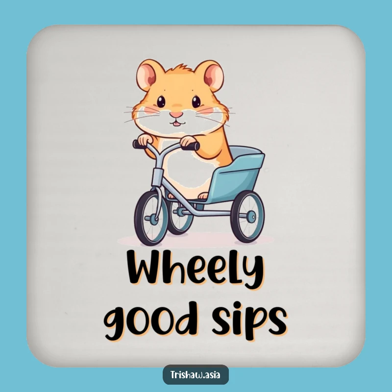 Funny Hamster Trishaw Drink Coaster: Protect Surfaces with This Hilarious Animal Art