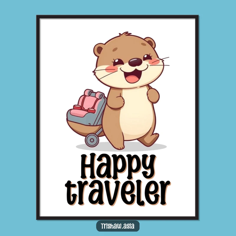 Funny Otter Passenger Seat Poster - Eager Helper, Whimsical Wall Art