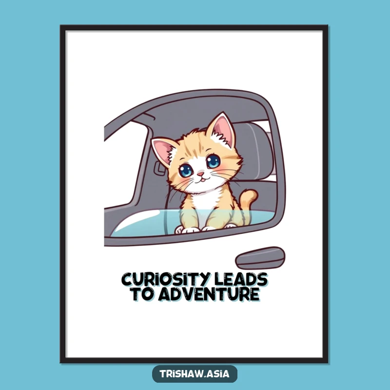 Free Printable Wall Art: Curious Kitten's Ride for Whimsical & Charming Home Decor
