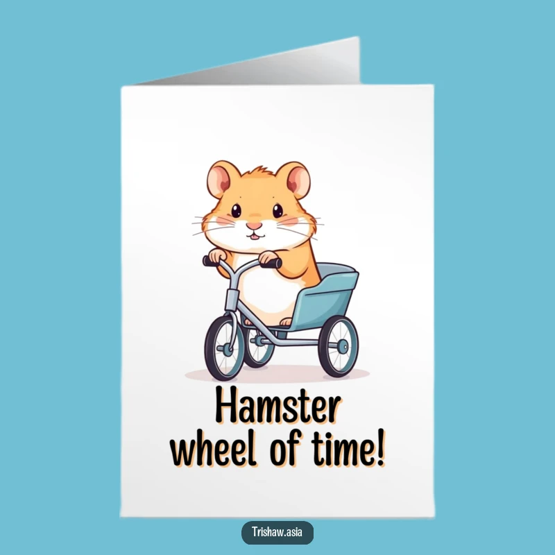 Free Printable Birthday Card: Funny Hamster Trishaw Rider - Downloadable Gift!