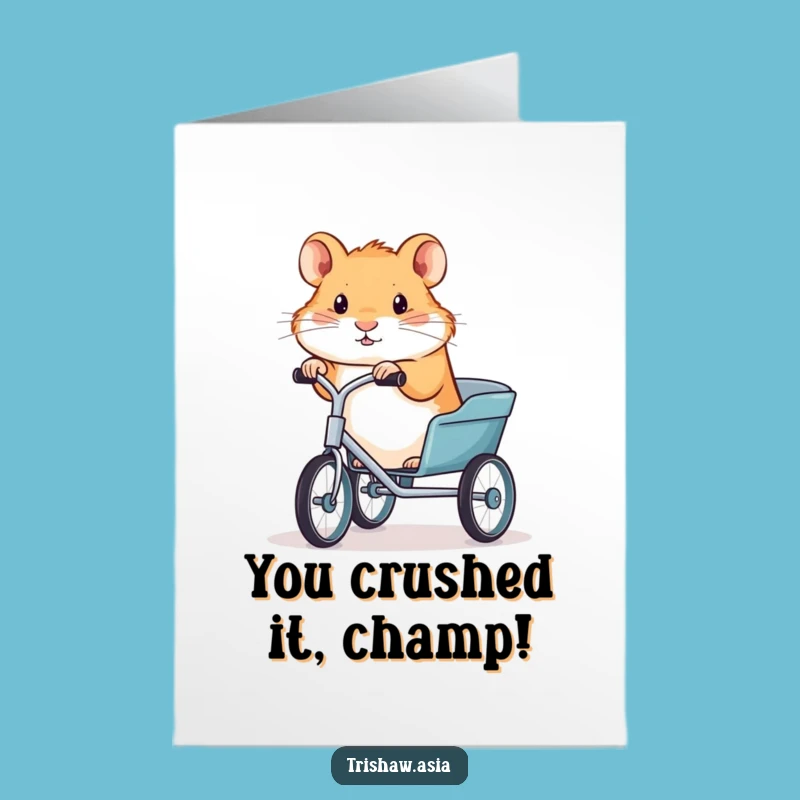 Free Printable Congrats Card: Funny Hamster Trishaw Triumph - Downloadable Gift!
