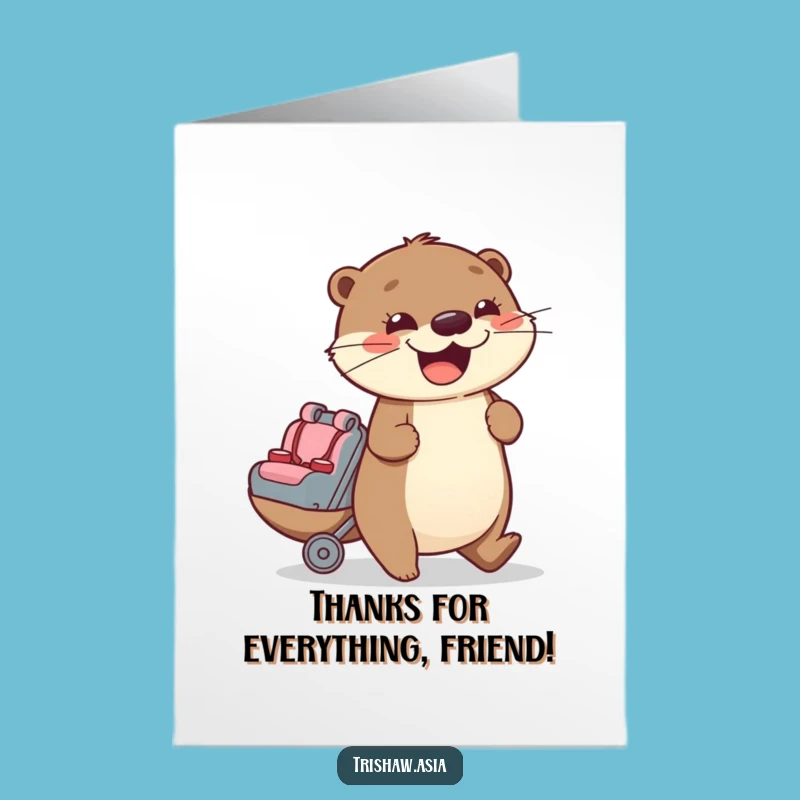 Free Printable Thank You Card: Otter's Grateful Push for Your Kindness!