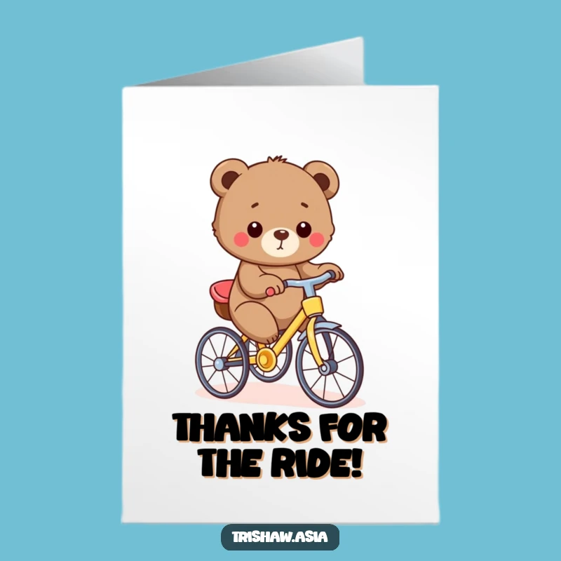 Free Printable Thank You Card: Bear Cub's Trishaw Delivers Gratitude with a Smile